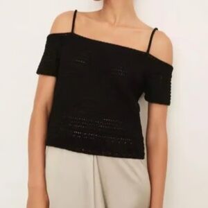 New! Vince. Open Shoulder Organic Cotton Crochet Top